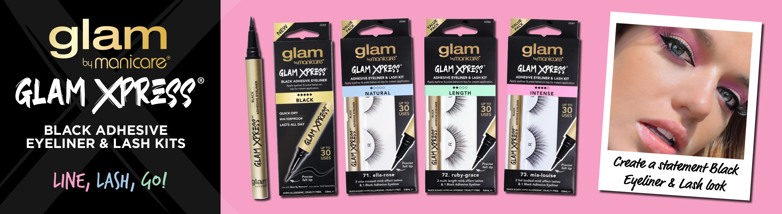 Glam Xpress™ Adhesive Eyeliner & Lash Kit. Quick & Easy. Reusable.